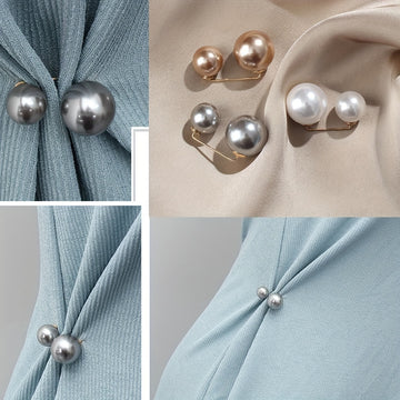 Faux Pearls Brooches Dress Skirt Waist Tightening Brooch Pin Pants Anti-Exhaust Button Brooch Accessories