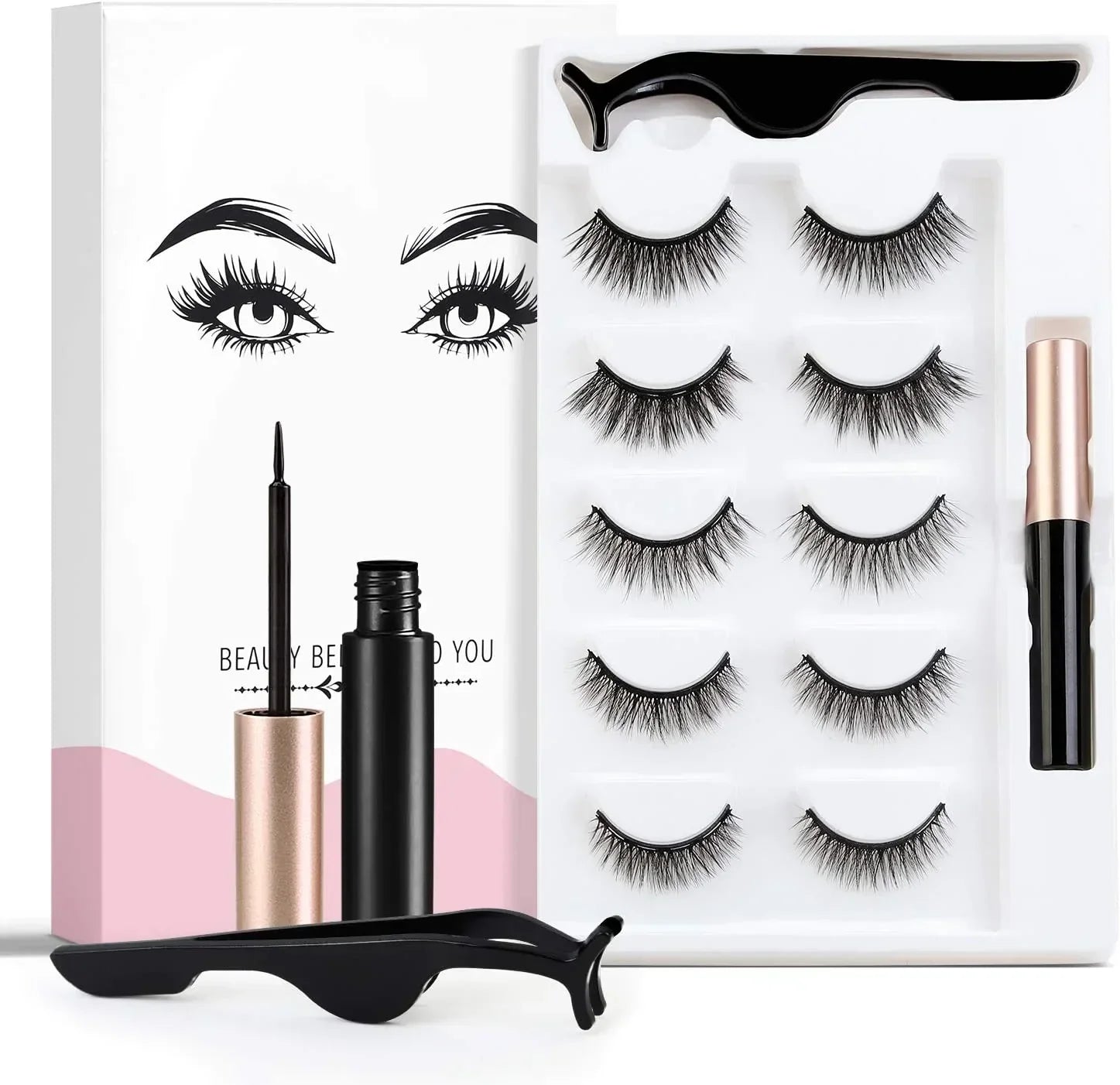 5 Pairs/set 3D Magnetic Eyelashes 3D Mink Lashes Magnetic Eye pen Handmade Lashes Natural False Lashes