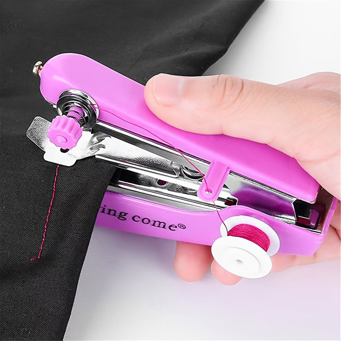 2pcs Mini Portable Manual Sewing Machine - Handheld Multifunctional Pocket Tailor Tool for Home Use - No Electricity Required - Available in White, Black, Bright Pink, Silver Grey