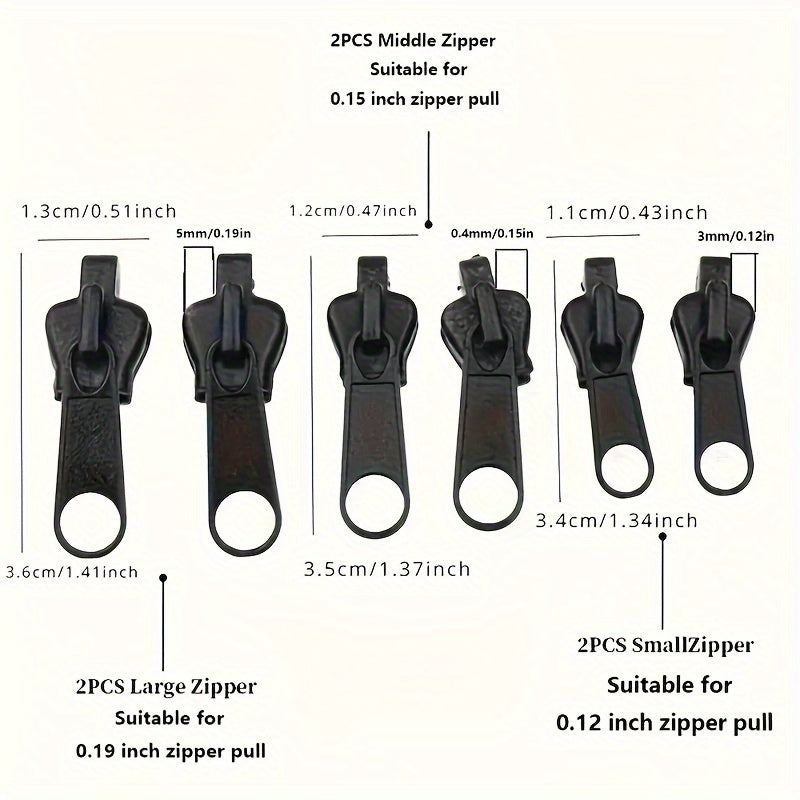 15 Pieces Instant Zipper Repair Kit With Universal Design & Multiple Sizes, Replacement Zipper