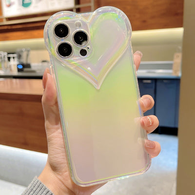 Holographic Heart Phone Case for iPhone – Clear, Glitter, Protective